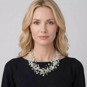 Freshwater Pearl Cluster Necklace | Elegant Statement Piece